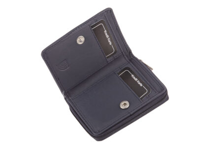 Mały granatowy portfel damski z miękkiej skóry naturalnej z ochroną RFID Money Maker - obrazek 3