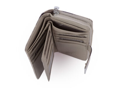 Duży portfel damski Jennifer Jones w kolorze srebrnym z motywem motylków lakierowany RFID - obrazek 6