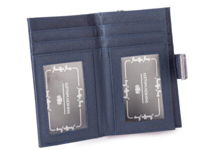 Pionowy granatowy portfel damski z miękkiej ekologicznej skóry duży Jennifer Jones - obrazek 2