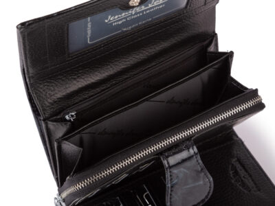 Duży portfel damski lakierowany czarny z motylkami skóra naturalna Jennifer Jones - obrazek 6