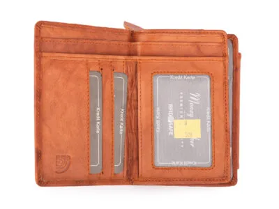 Portfel damski Money Maker z miękkiej skóry naturalnej RFID Koniakowy Brąz - obrazek 4