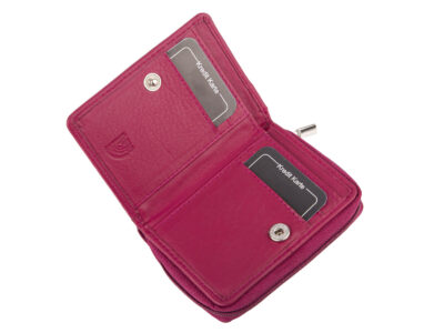 Mały różowy portfel damski z miękkiej skóry naturalnej z ochroną RFID Money Maker - obrazek 3