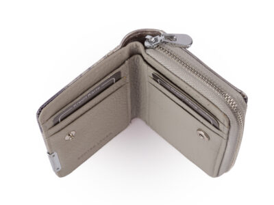 Mały portfel damski w motylki - srebrny, skórzany, lakierowany Jennifer Jones - obrazek 4