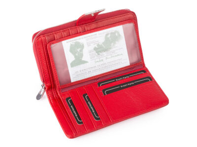 Portfel damski czerwony z miękkiej skóry naturalnej duży Jennifer Jones z RFID - obrazek 4