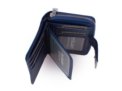 Średni portfel damski Jennifer Jones w kolorze niebieskim z motylkami RFID - obrazek 6