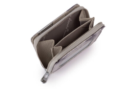 Mały portfel damski w motylki - srebrny, skórzany, lakierowany Jennifer Jones - obrazek 5