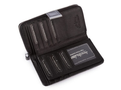 Duży portfel damski Jennifer Jones w kolorze czarnym z motywem motylków lakierowany RFID - obrazek 5