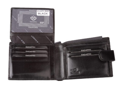 Elegancki czarny portfel męski skórzany Zagatto z zabezpieczeniem RFID - obrazek 4