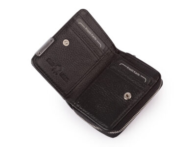 Mały portfel damski w motylki - czarny, skórzany, lakierowany Jennifer Jones - obrazek 3