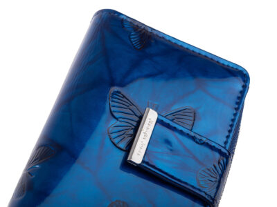 Średni portfel damski Jennifer Jones w kolorze niebieskim z motylkami RFID - obrazek 8
