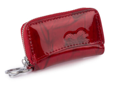 Damskie etui na klucze w czerwonym lakierze z motywem motylków marki Jennifer Jones - obrazek 4