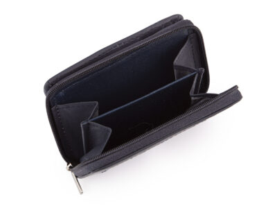 Mały granatowy portfel damski z miękkiej skóry naturalnej z ochroną RFID Money Maker - obrazek 5