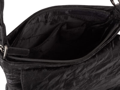 Czarna listonoszka damska z gniecionej aksamitnej skóry ekologicznej Bag Street - obrazek 8