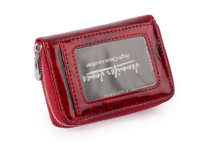 Mały portfel damski w motylki - czerwony, skórzany, lakierowany Jennifer Jones - obrazek 2