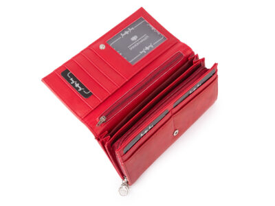 Portfel damski duży poziomy z miękkiej skóry ekologicznej Jennifer Jones czerwony - obrazek 3