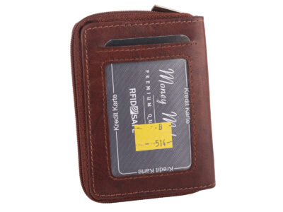 Mały ciemnobrązowy portfel damski z miękkiej skóry naturalnej z ochroną RFID Money Maker - obrazek 2