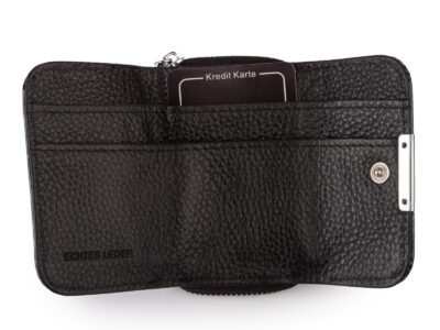 Mała portmonetka damska lakierowana czarna z motylkami Jennifer Jones - obrazek 4