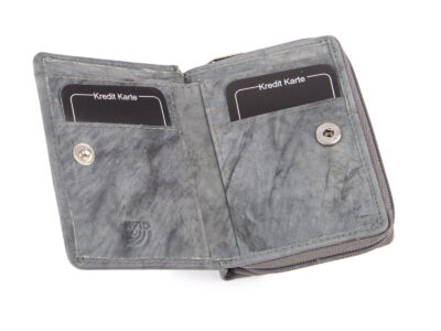 Mały szary portfel damski z miękkiej skóry naturalnej z ochroną RFID Money Maker - obrazek 3