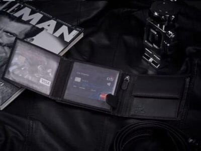 Portfel męski poziomy skórzany Zagatto z wzorem Carbon RFID - obrazek 5