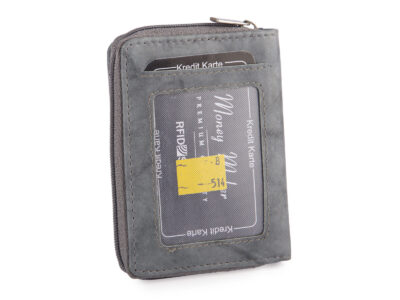 Mały szary portfel damski z miękkiej skóry naturalnej z ochroną RFID Money Maker - obrazek 2