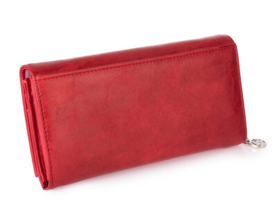 Portfel damski duży poziomy z miękkiej skóry ekologicznej Jennifer Jones czerwony - obrazek 2