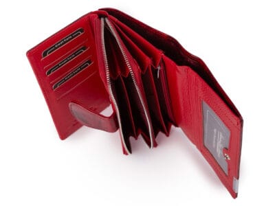 Duży portfel damski lakierowany czerwony z motylkami skóra naturalna Jennifer Jones - obrazek 9