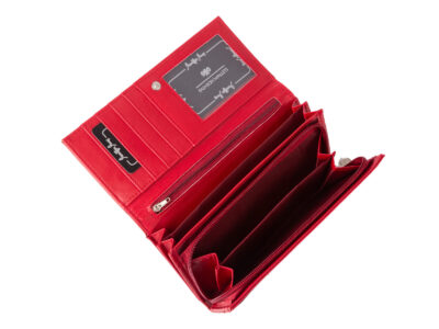 Portfel damski duży poziomy z miękkiej skóry ekologicznej Jennifer Jones czerwony - obrazek 4