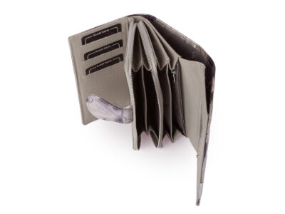 Duży portfel damski lakierowany srebrny z motylkami skóra naturalna Jennifer Jones - obrazek 8