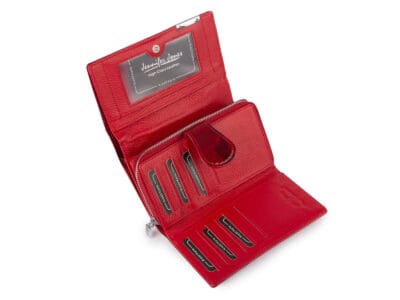 Duży portfel damski lakierowany czerwony z motylkami skóra naturalna Jennifer Jones - obrazek 5