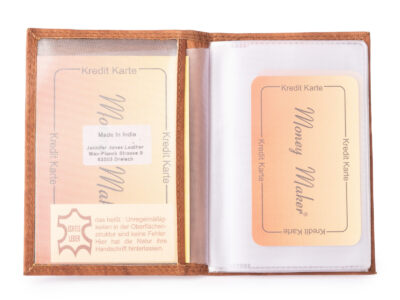 Etui na dokumenty skórzane w kolorze jasnobrązowym marki Money Maker - obrazek 3