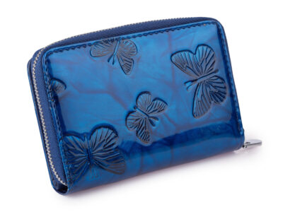 Średni portfel damski Jennifer Jones w kolorze niebieskim z motylkami RFID - obrazek 2