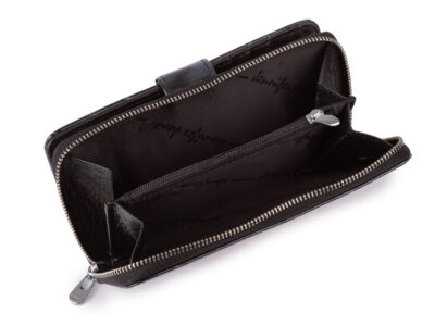 Duży portfel damski Jennifer Jones w kolorze czarnym z motywem motylków lakierowany RFID - obrazek 9