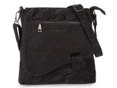 Czarna listonoszka damska z gniecionej aksamitnej skóry ekologicznej Bag Street