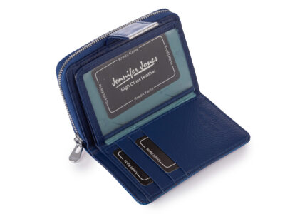 Średni portfel damski Jennifer Jones w kolorze niebieskim z motylkami RFID - obrazek 4