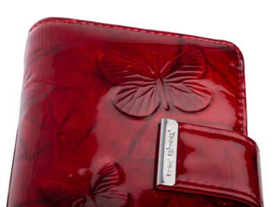 Średni portfel damski Jennifer Jones w kolorze czerwonym z motylkami RFID - obrazek 7