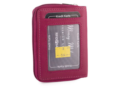 Mały różowy portfel damski z miękkiej skóry naturalnej z ochroną RFID Money Maker - obrazek 2