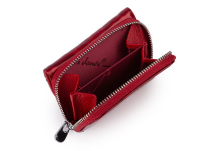 Mała portmonetka damska lakierowana czerwona z motylkami Jennifer Jones - obrazek 4