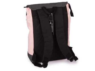Plecak miejski lekki z kieszenią na laptopa J Jones w pastelowym różu z klapką - obrazek 3
