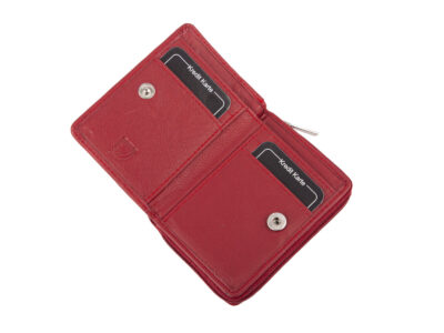 Mały czerwony portfel damski z miękkiej skóry naturalnej z ochroną RFID Money Maker - obrazek 3