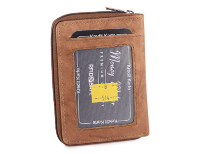 Mały beżowy portfel damski z miękkiej skóry naturalnej z ochroną RFID Money Maker - obrazek 2