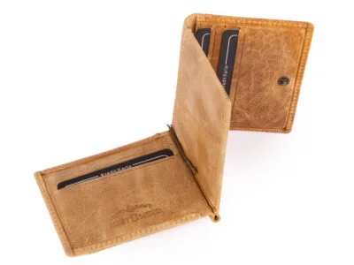 Banknotówka męska skórzana w kolorze jasnobeżowym (piaskowym) z miejscem na karty RFID - obrazek 5