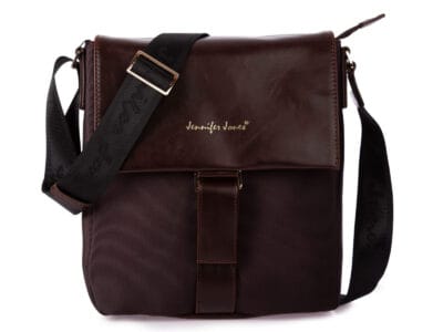 Brązowa elegancka prostokątna torebka damska na ramię z klapką Jennifer Jones - obrazek 2