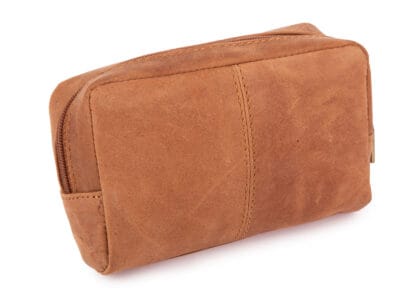 Duże skórzane etui na klucze saszetka jasnobrązowa vintage - obrazek 2