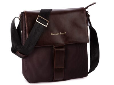 Brązowa elegancka prostokątna torebka damska na ramię z klapką Jennifer Jones - obrazek 1