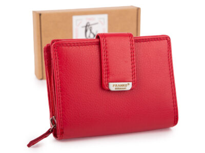 Czerwony skórzany portfel damski Franko z ochroną kart RFID - obrazek 1