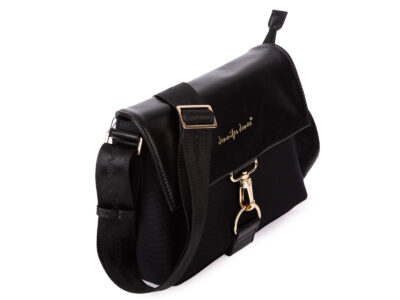 Elegancka czarna torebka damska Jennifer Jones z klapką na karabińczyk - obrazek 3