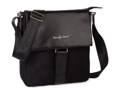 Czarna elegancka prostokątna torebka damska na ramię z klapką Jennifer Jones