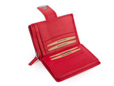 Czerwony skórzany portfel damski Franko z ochroną kart RFID - obrazek 4