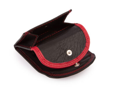 Mała skórzana portmonetka na banknoty i monety czarno-czerwona Franko - obrazek 5