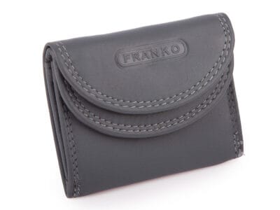 Mała skórzana portmonetka na banknoty i monety szara Franko - obrazek 1